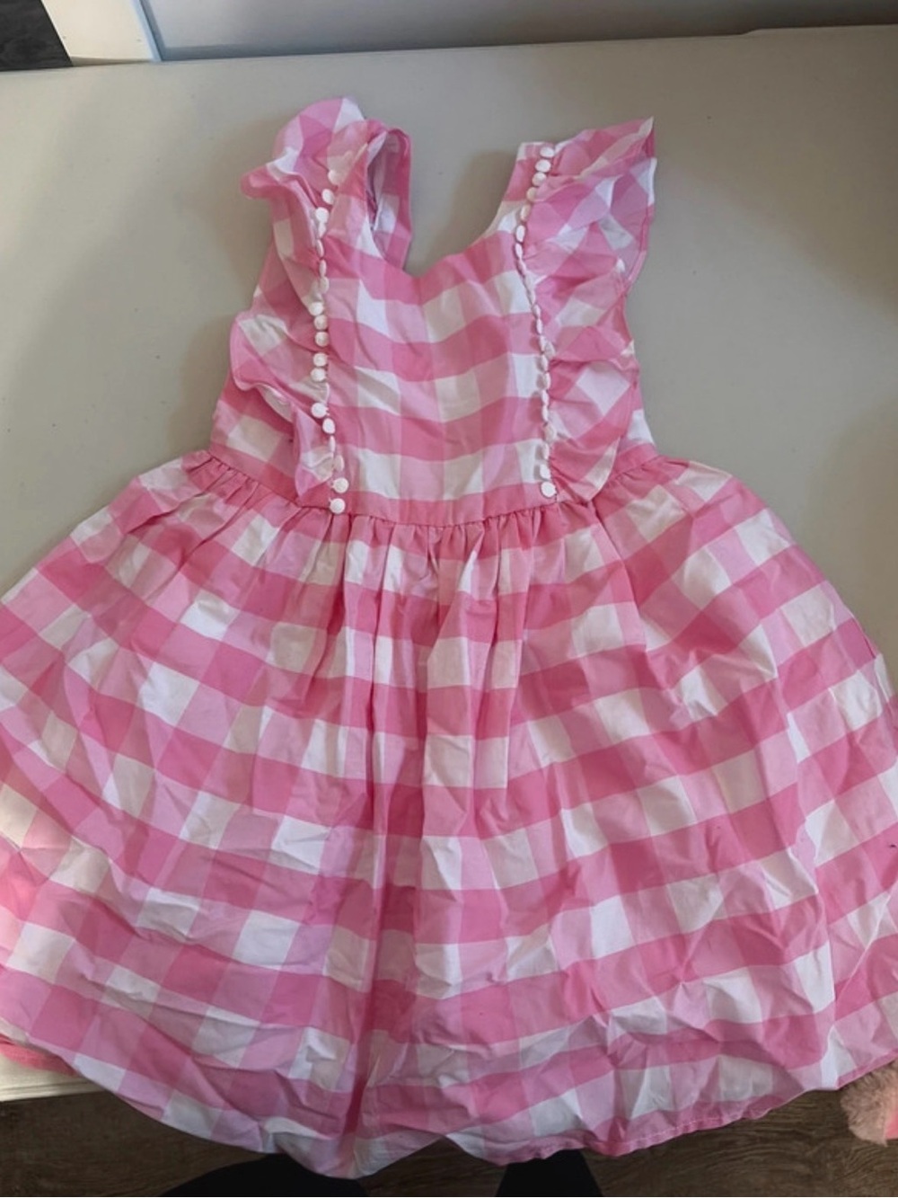 Max Studio Pink and White Gingham Ruffle Dress